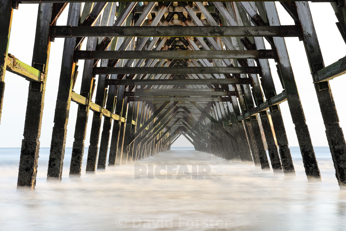 "The Underside of Steetley Pier, Hartlepool, County Durham, UK." stock image