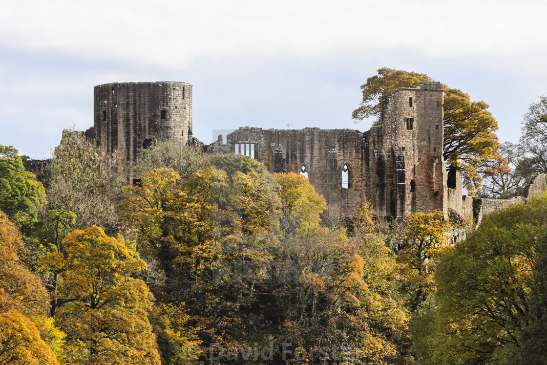 "The Historic Castle of Barnard Castle in Autumn, Teesdale, County Durham, UK" stock image