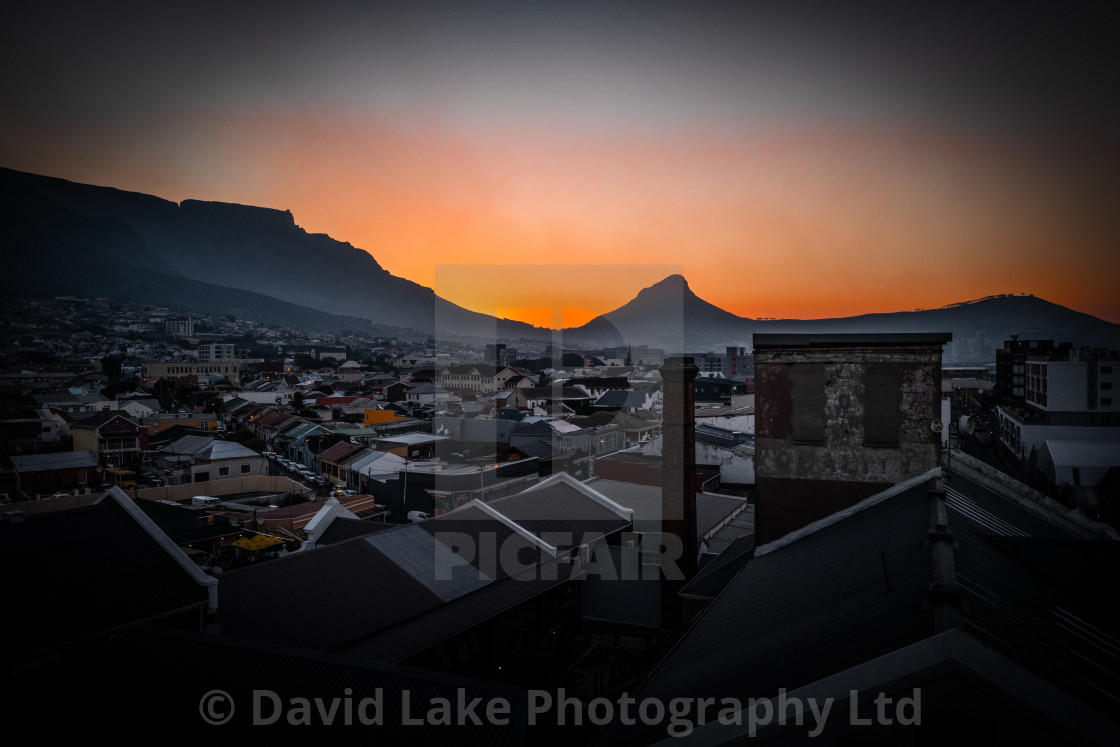 "My World - Cape Town - Table Mountain Sunset From Woodstock" stock image