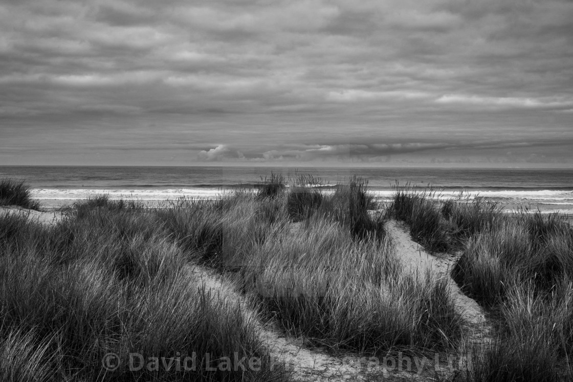 "MY WORLD - SAND DUNES, BAMBURGH BEACH, NORTHUMBERLAND" stock image