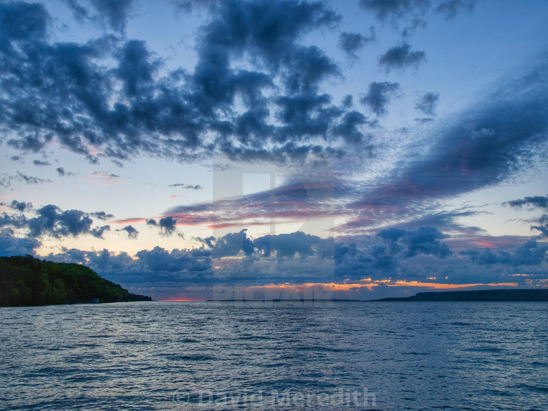 "Clouds over Colpoy's Bay at dawn on the summer solstice" stock image