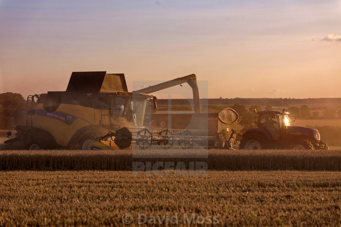 "Combine Harvesters at work harvest time on Farm" by David Moss - £62.00 "Combine Harvesters at work harvest time on Farm" stock image