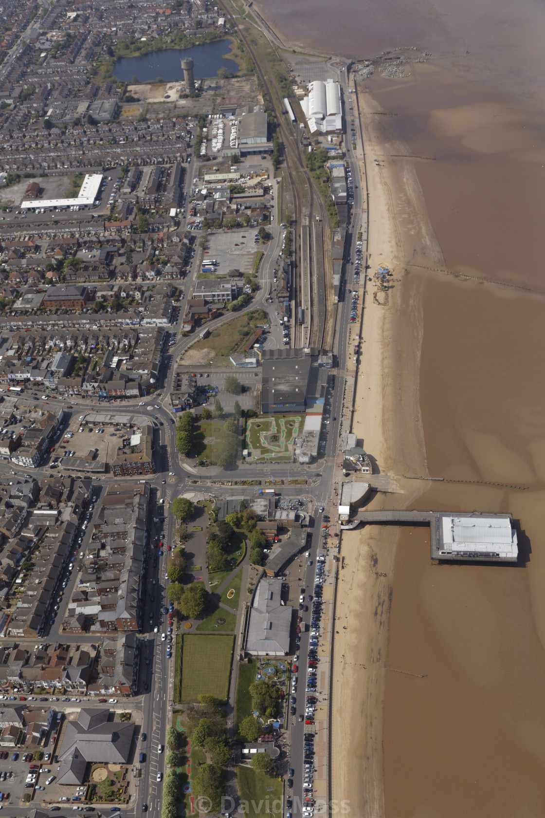 "Cleethorpes Pier railway train station beach" by David Moss - £62.00 "Cleethorpes Pier railway train station beach" stock image