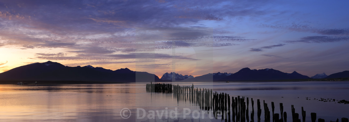 "Sunset over the Gulf of Admiral Montt, Puerto Natales city, Patagonia, Chile,..." by David Porter - $25.11 "Sunset over the Gulf of Admiral Montt, Puerto Natales city, Patagonia, Chile,..." stock image
