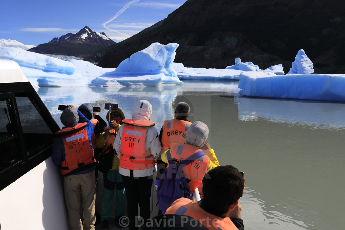 "People on a boat trip at the Grey Glacier, Lago Grey, Torres del Paine..." by David Porter - $18.85 "People on a boat trip at the Grey Glacier, Lago Grey, Torres del Paine..." stock image