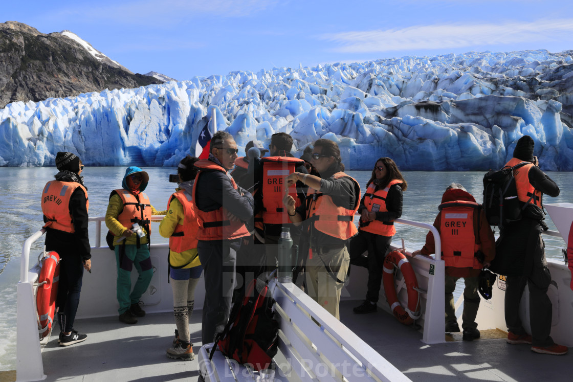 "People on a boat trip at the Grey Glacier, Lago Grey, Torres del Paine..." by David Porter - $18.83 "People on a boat trip at the Grey Glacier, Lago Grey, Torres del Paine..." stock image