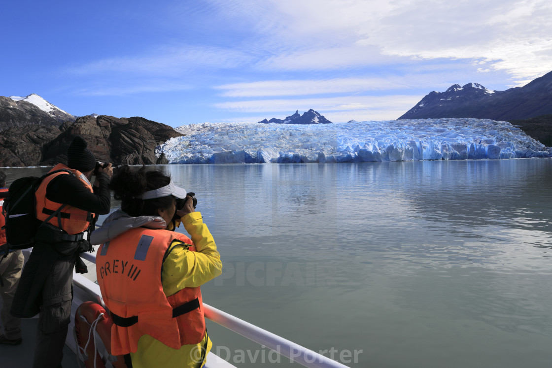 "People on a boat trip at the Grey Glacier, Lago Grey, Torres del Paine..." by David Porter - $18.85 "People on a boat trip at the Grey Glacier, Lago Grey, Torres del Paine..." stock image