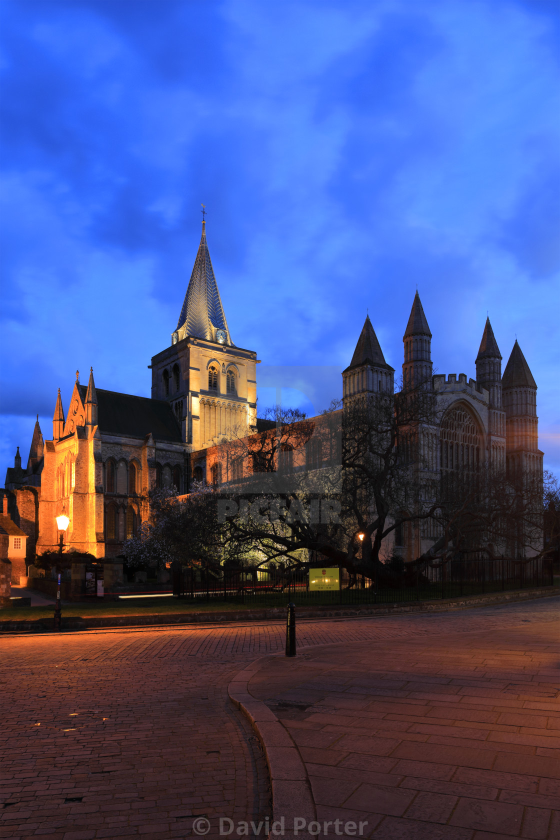 "Evening view over of Rochester Cathedral, Rochester City, Kent County,..." stock image