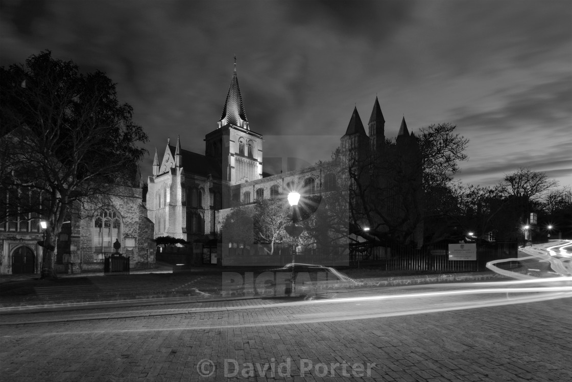 "Evening view over of Rochester Cathedral, Rochester City, Kent County,..." stock image