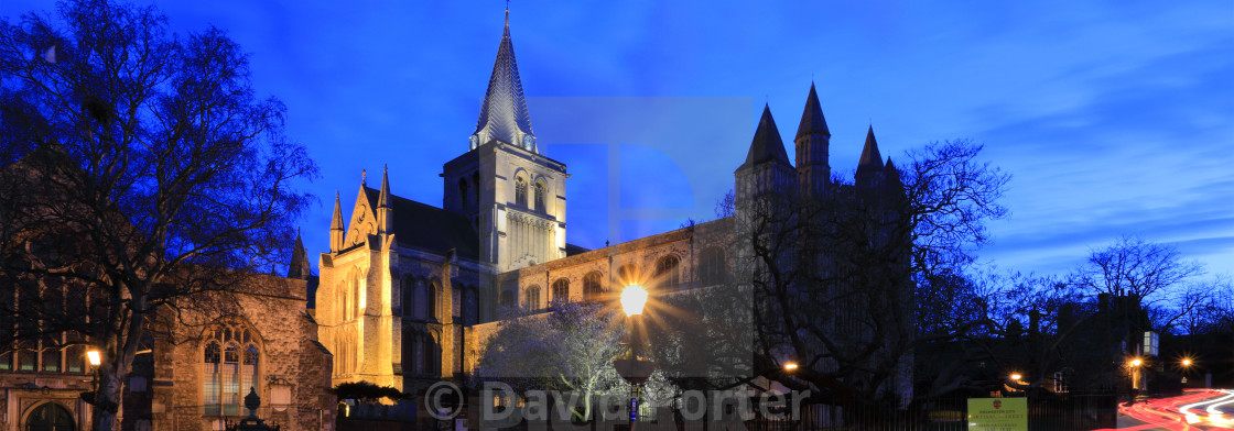 "Evening view over of Rochester Cathedral, Rochester City, Kent County,..." stock image