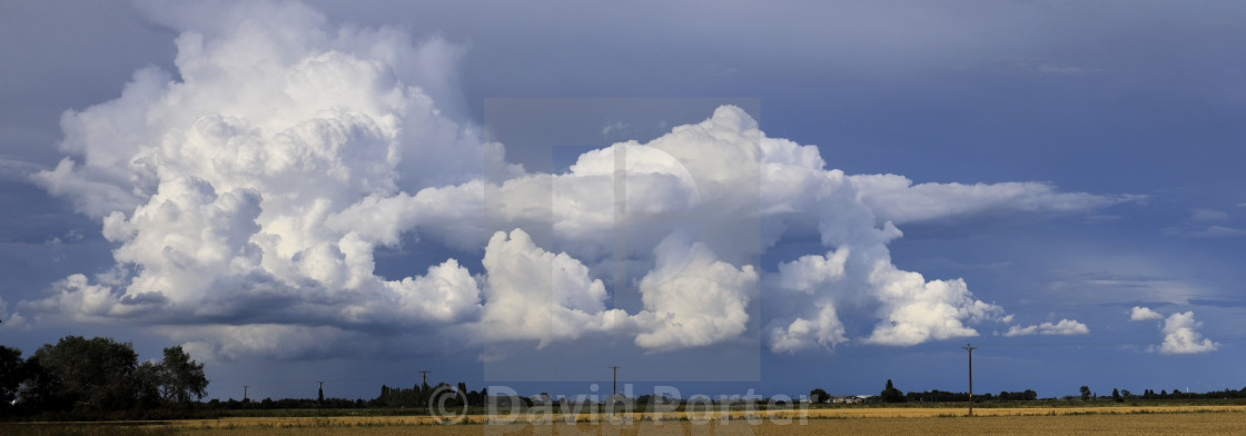 "Cumulonimbus Storm clouds over Fenland fields, near Wisbech town,..." stock image