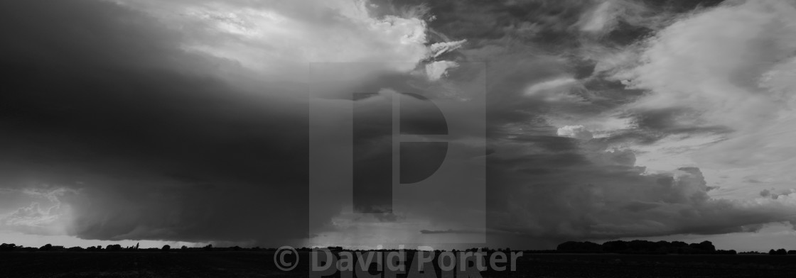 "Cumulonimbus Storm clouds over Fenland fields, near Wisbech town,..." stock image