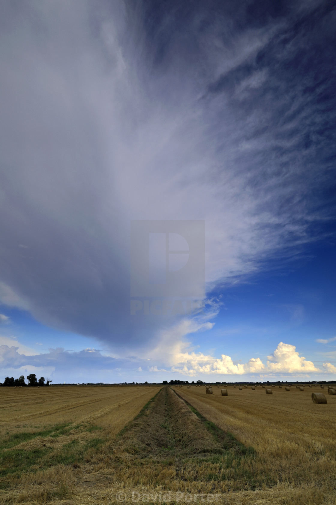 "Cumulonimbus Storm clouds over Fenland fields, near Wisbech town,..." stock image