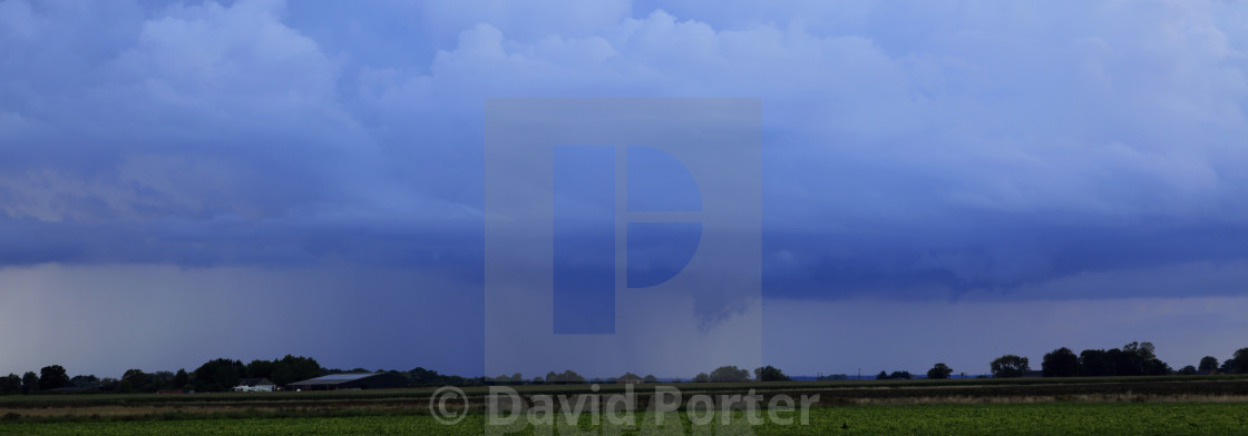 "Cumulonimbus Storm clouds over Fenland fields, near Wisbech town,..." stock image