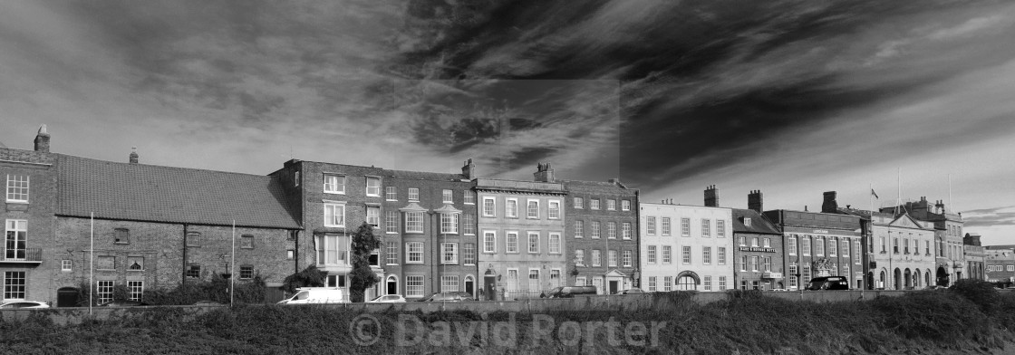 "The North Brink architecture, river Nene, Wisbech town, Cambridgeshire,..." stock image