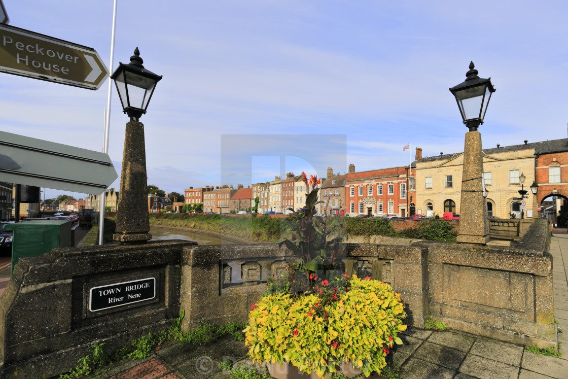 "The North Brink architecture, river Nene, Wisbech town, Cambridgeshire,..." stock image