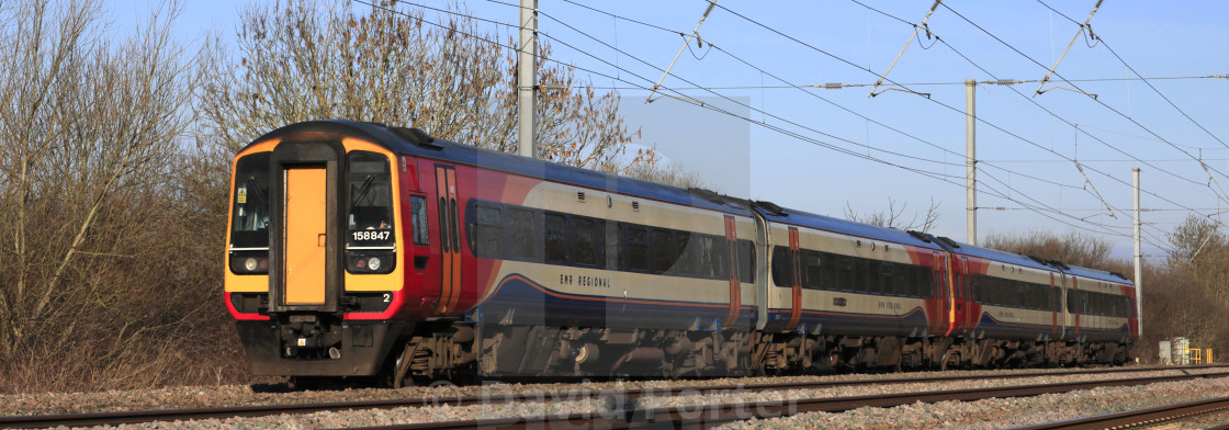 "158847 EMR Regional, East Midlands train, Newark on Trent, Nottinghamshire,..." stock image