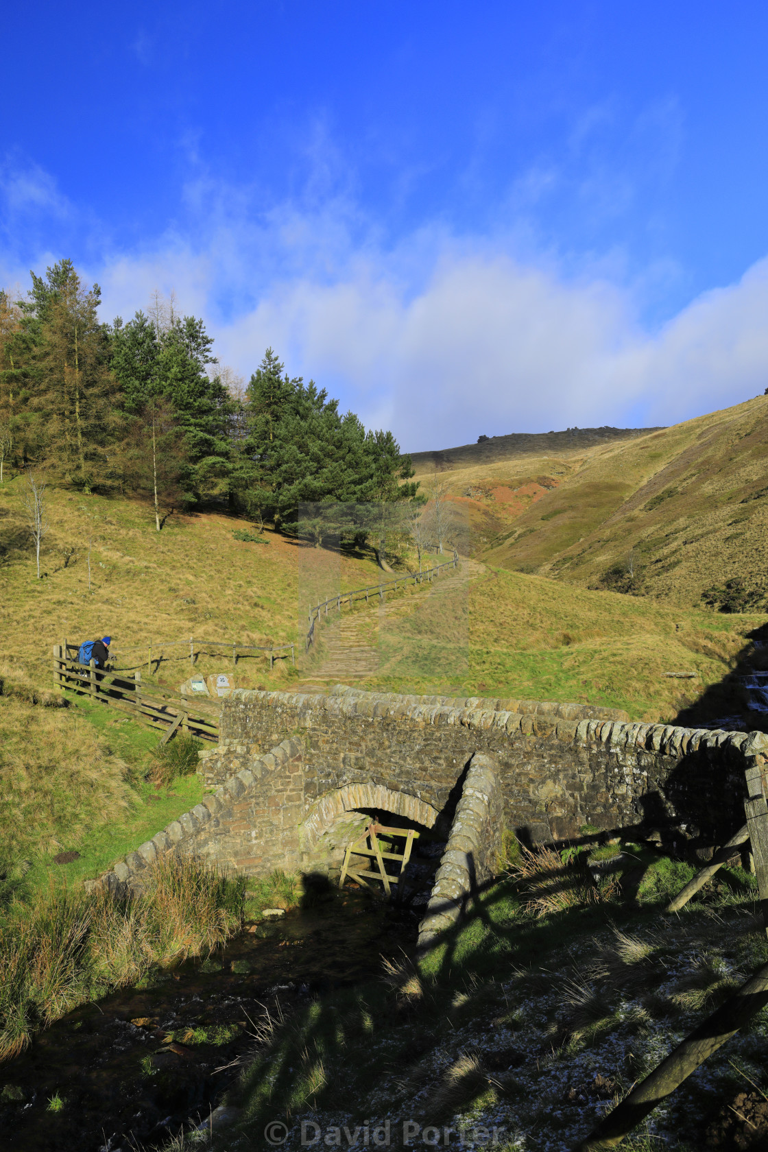 "View of the Jacobs Ladder footpath, Kinder Scout, Derbyshire, Peak District..." stock image