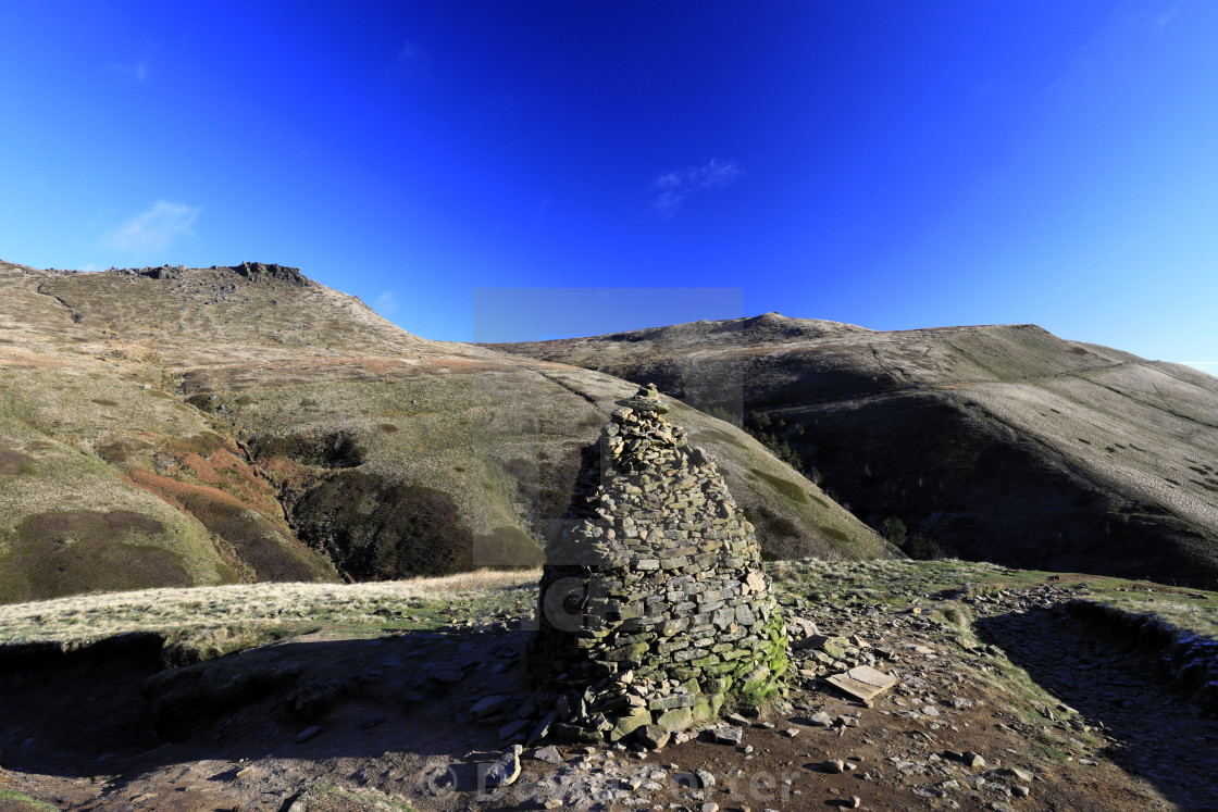 "View of the Jacobs Ladder footpath, Kinder Scout, Derbyshire, Peak District..." stock image