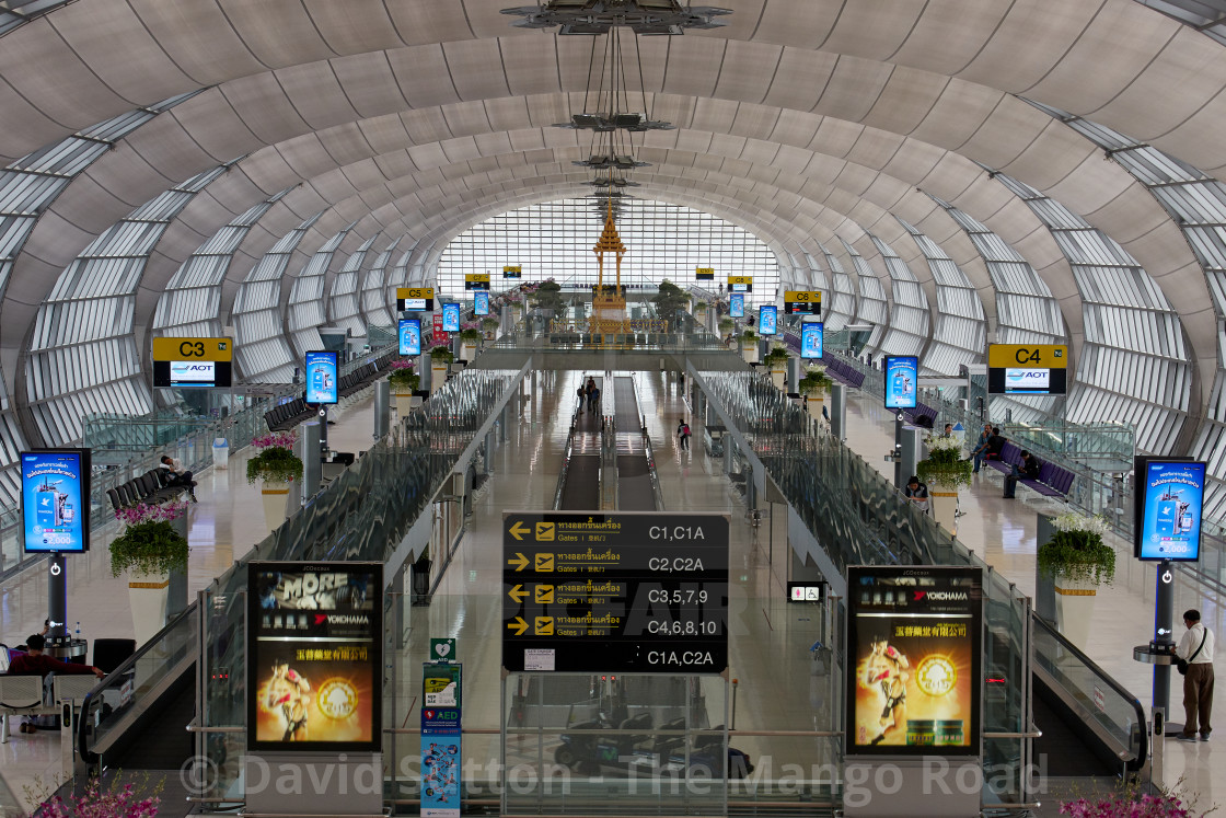 "Departure gates concourse C at Bangkok’s Suvarnabhumi airport, Thailand ..." stock image