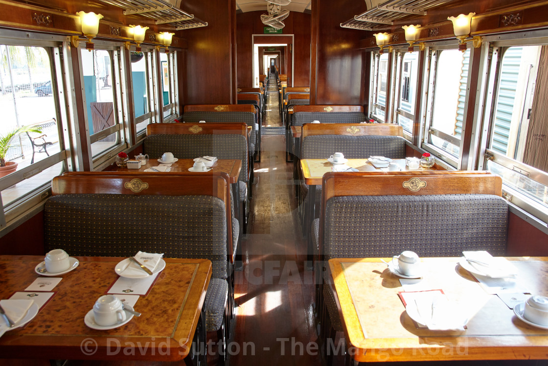 "Interior of the train carriage on the North Borneo Railway at Tanjung Art,..." stock image