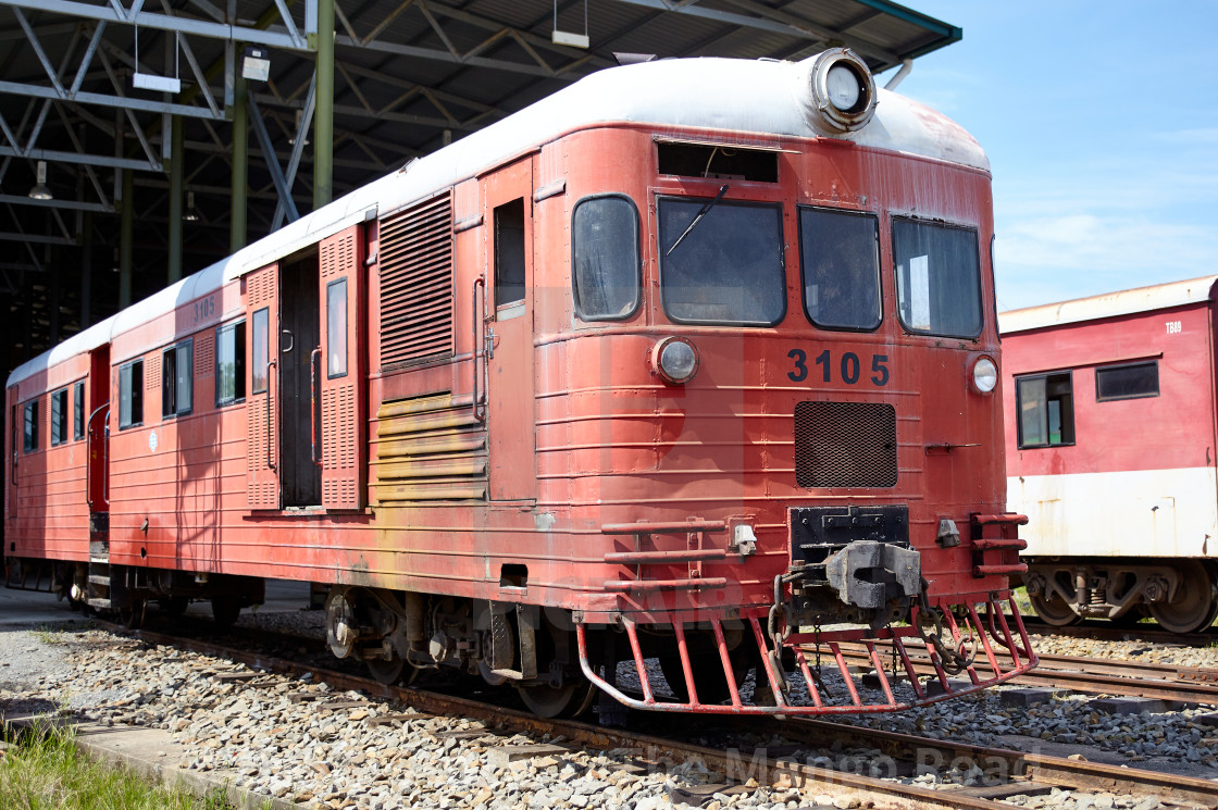 "Old diesel railcar at Beaufort, Sabah State Railways, Malaysia" stock image