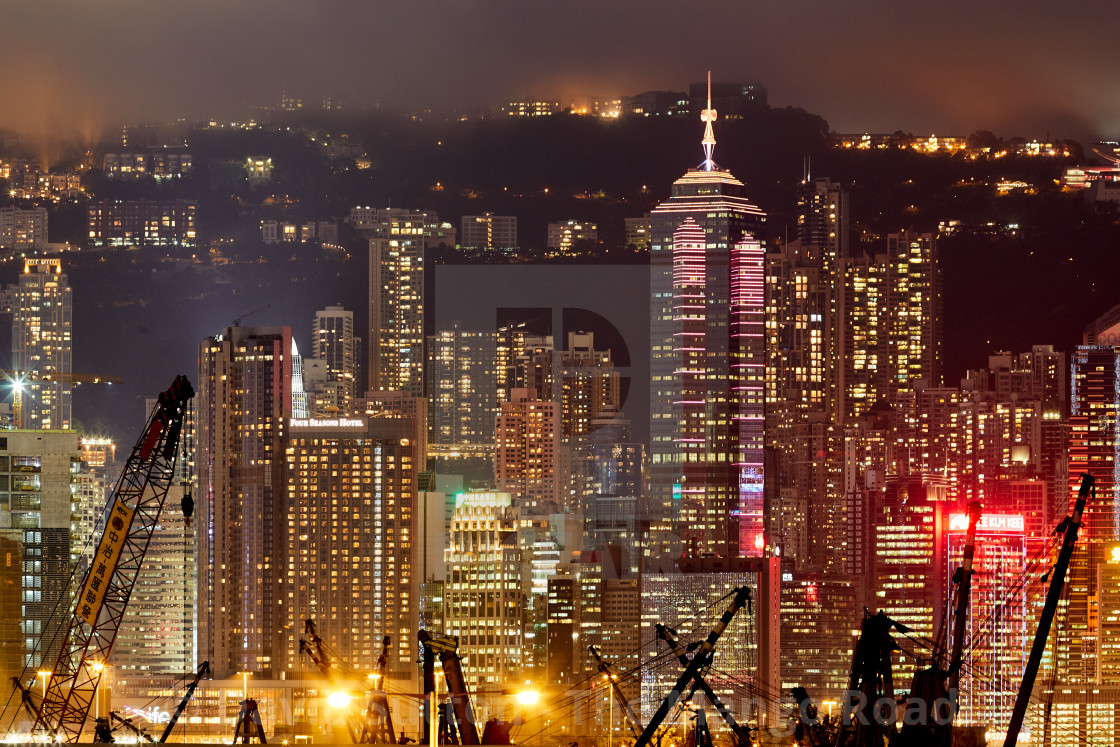 "Hong Kong at night" stock image