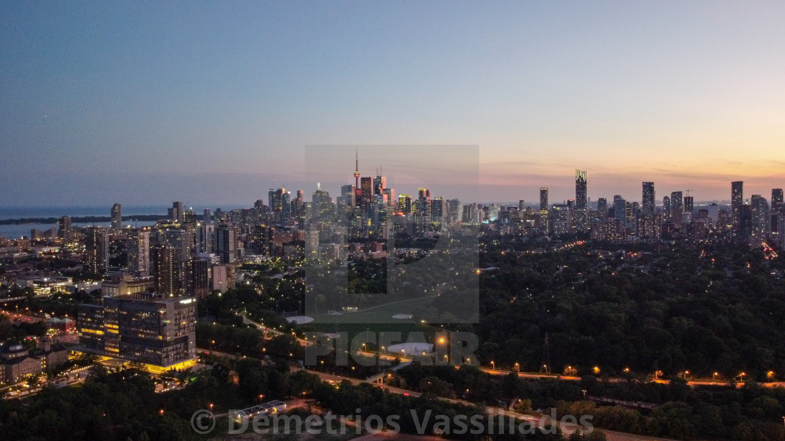 "Toronto from Riverdale East Park Sundown" stock image