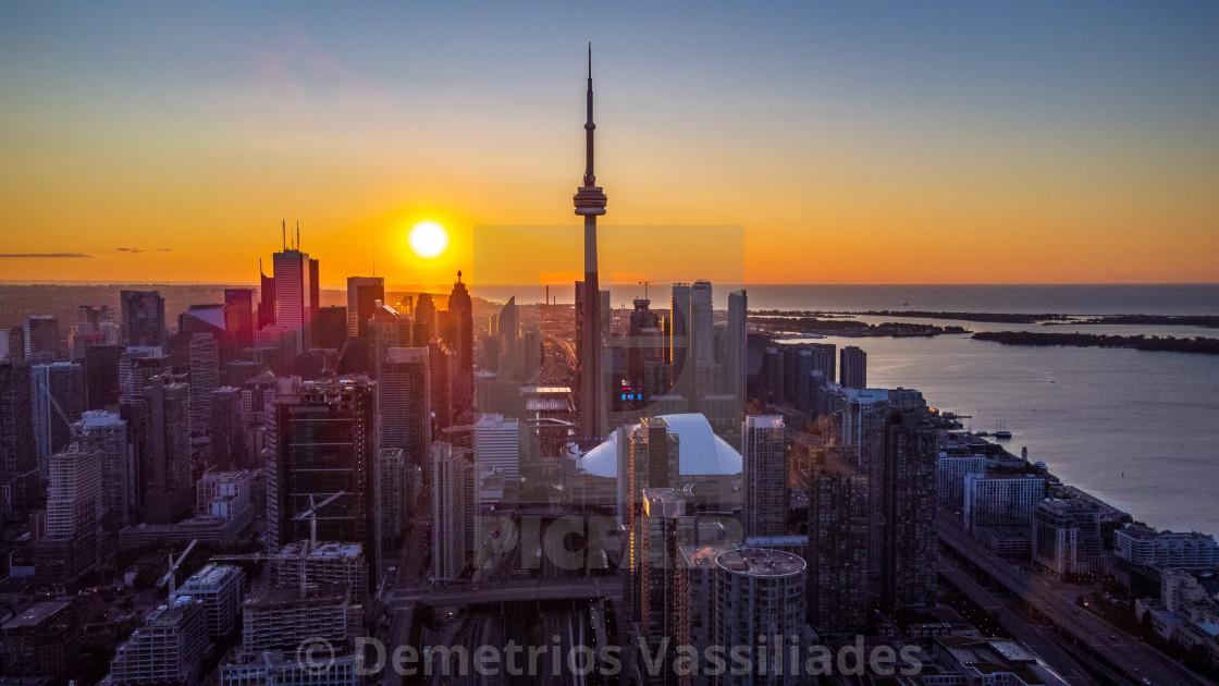 "Drone Shot Toronto Sunrise" stock image