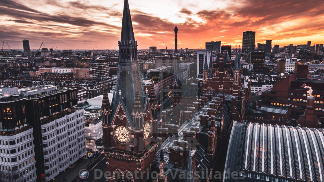 "St. Pancras Renaissance Hotel London Sunset" stock image