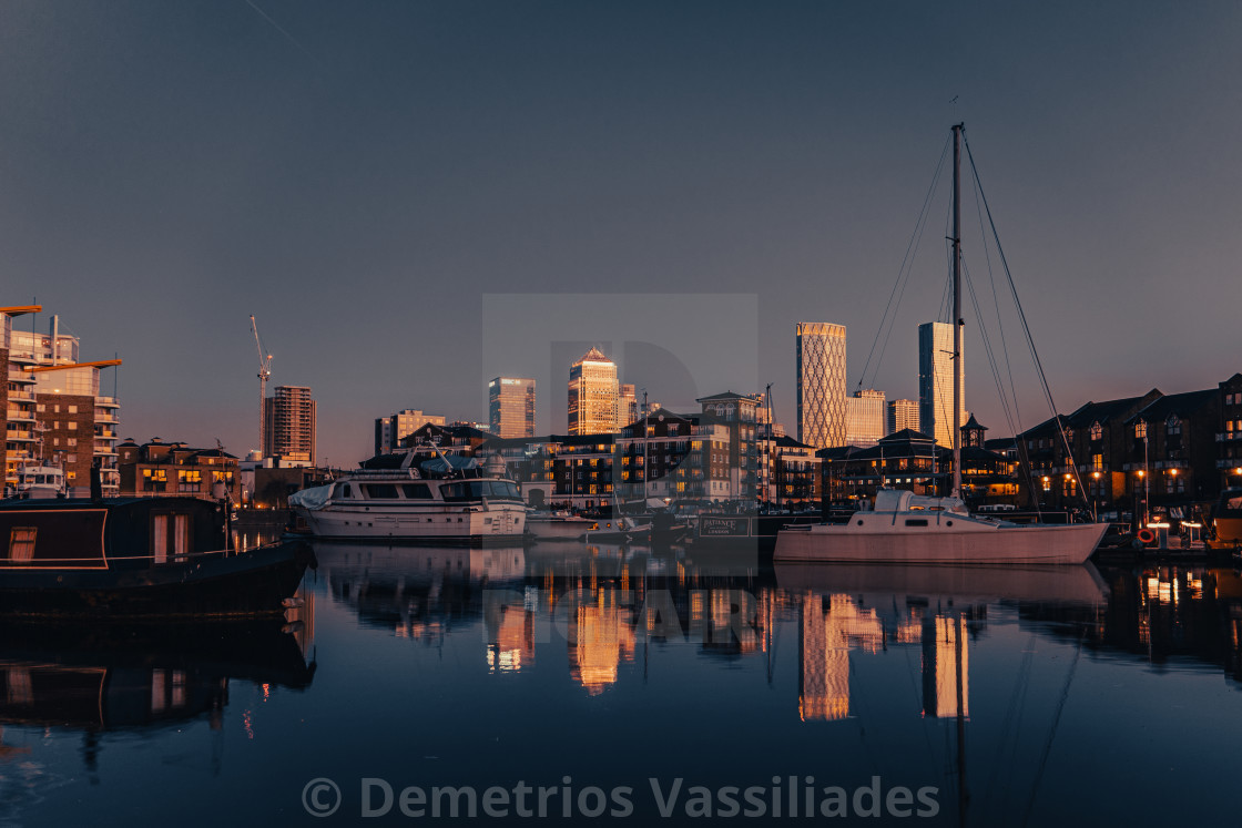 "Limehouse Basin Sunset" stock image