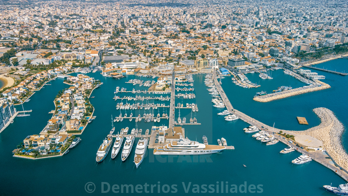 "Limassol Marina Yacht Drone Shot" stock image