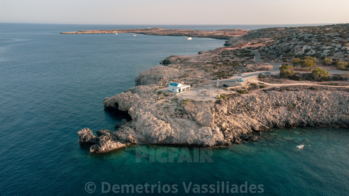 "Ayioi Anargiroi Church, Ayia Napa, Cyprus Drone View" stock image