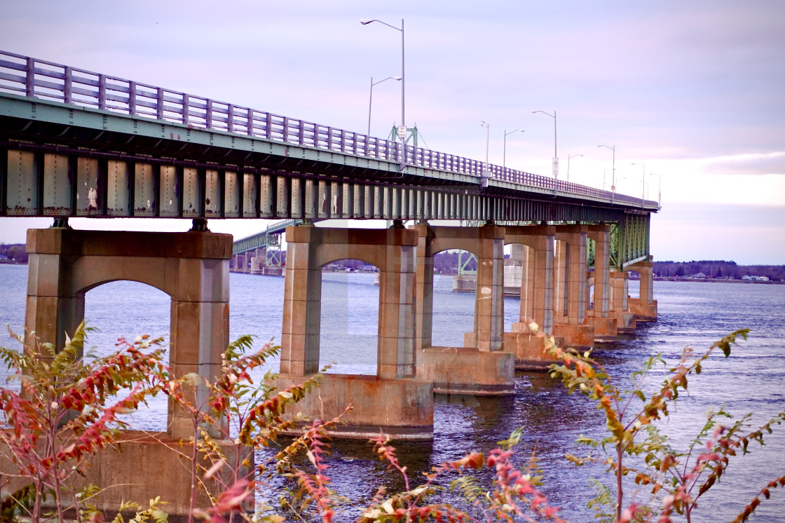 "Bridge over The Saint Lawrence River" stock image