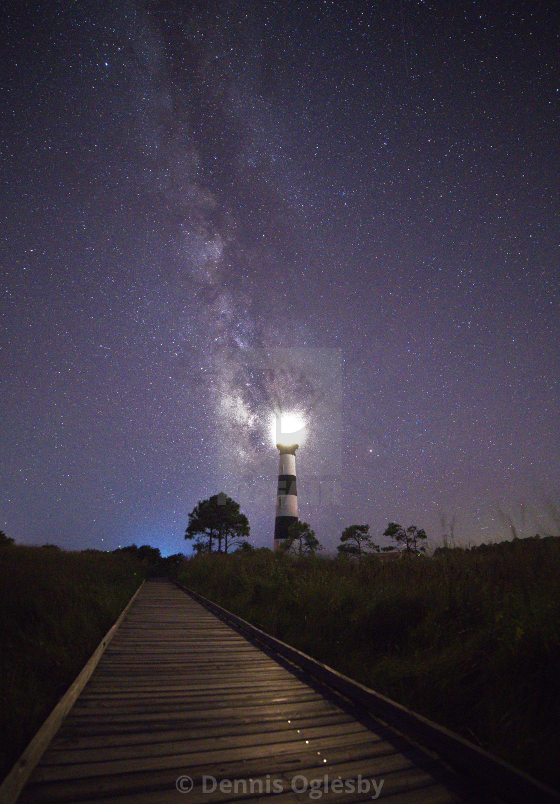 "Bodie Island lighthouse along boardwalk" stock image