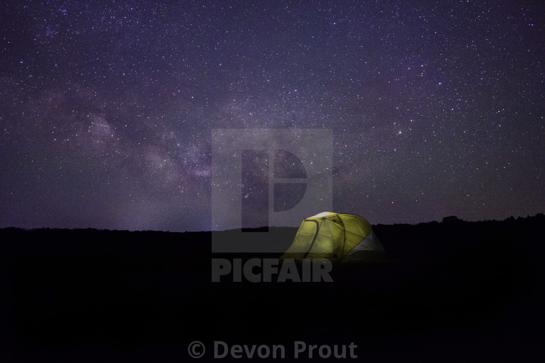 "Camping under the Milky Way" stock image