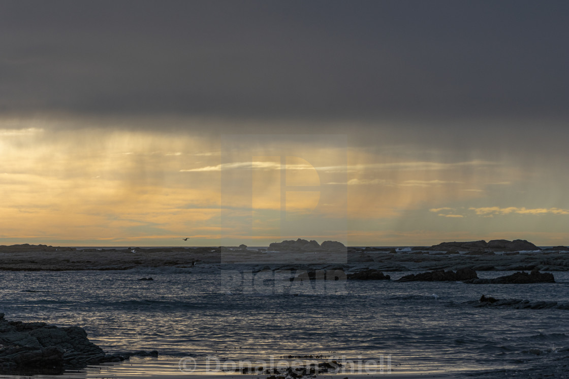 "Storm blowing into Kaikoura at Point Kean" by Donaleen Shiell - $12.59 "Storm blowing into Kaikoura at Point Kean" stock image