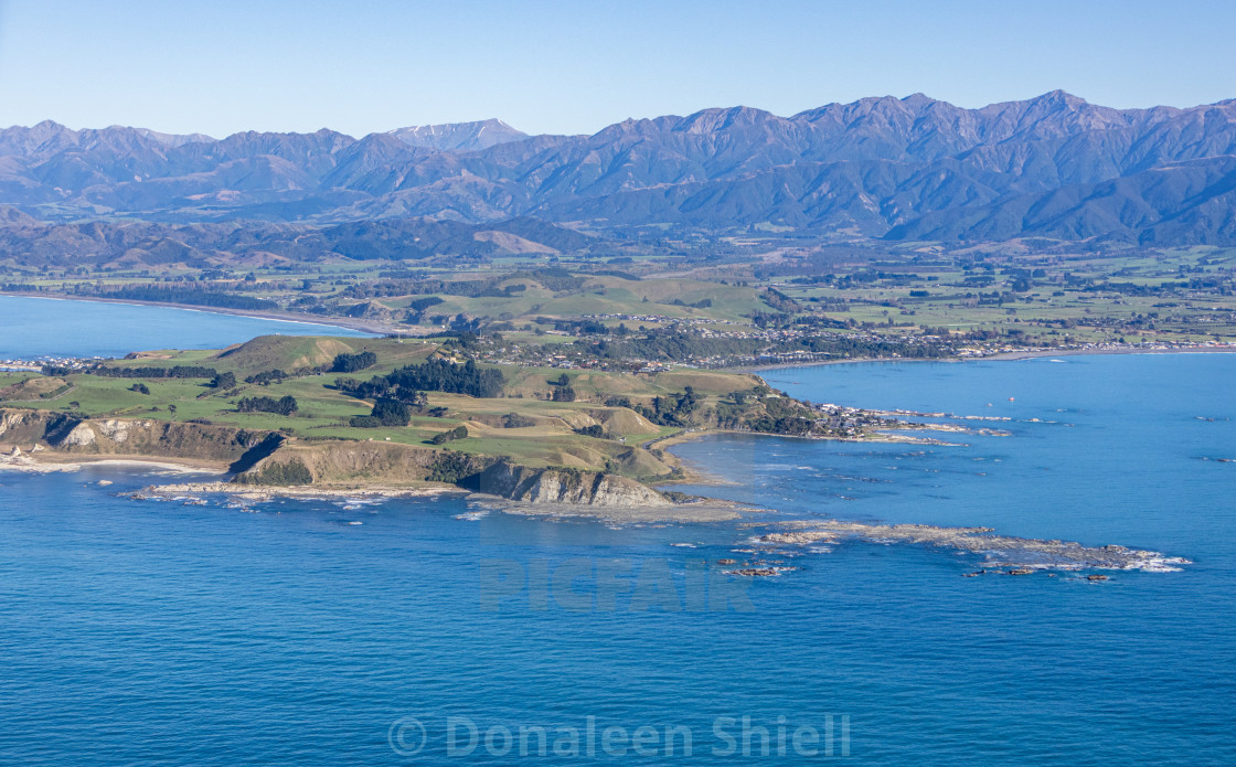 "Kaikoura Peninsula seen from the Air" by Donaleen Shiell - $12.59 "Kaikoura Peninsula seen from the Air" stock image
