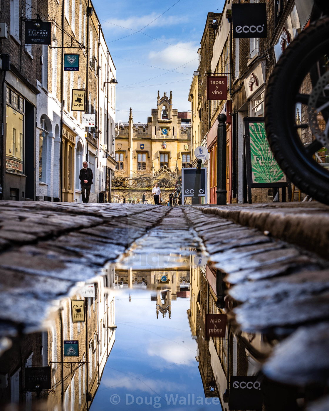 "Reflections, Green Street, Cambridge UK." stock image