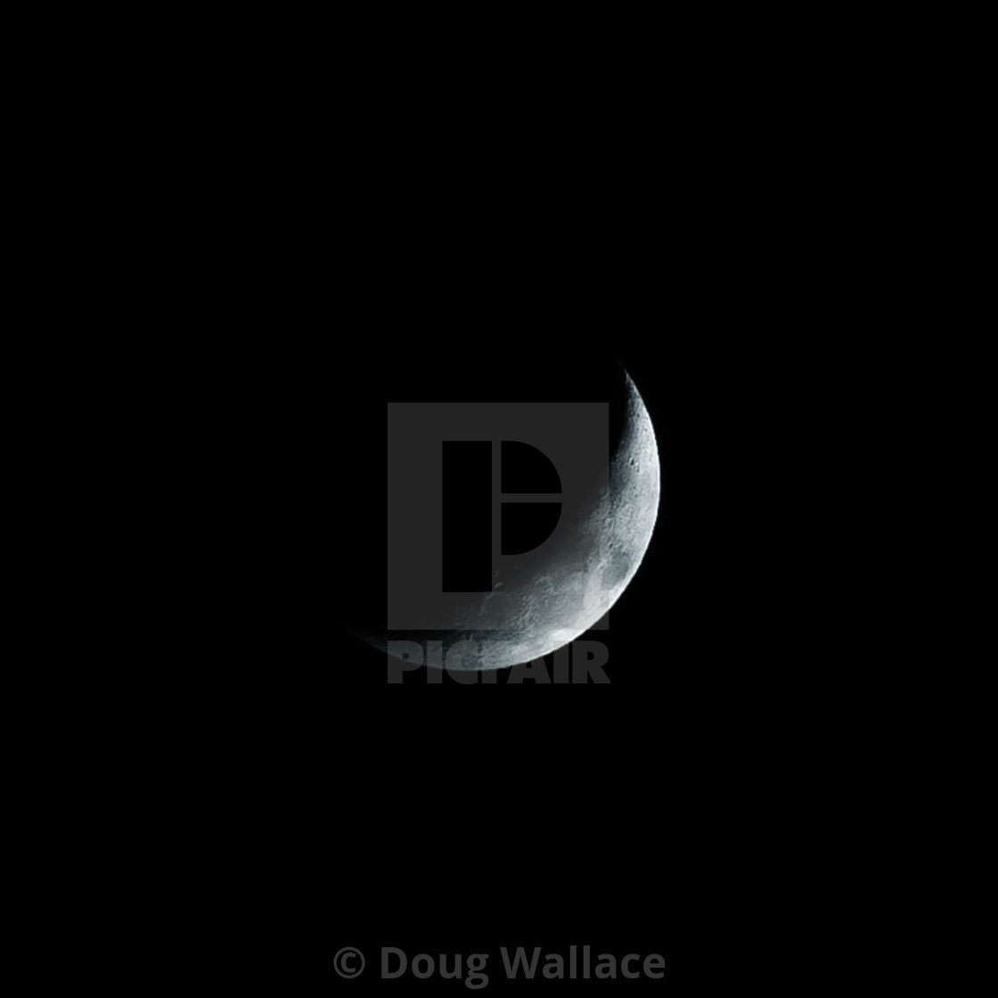 "The Moon, Waxing Crescent 23.2% visability." stock image