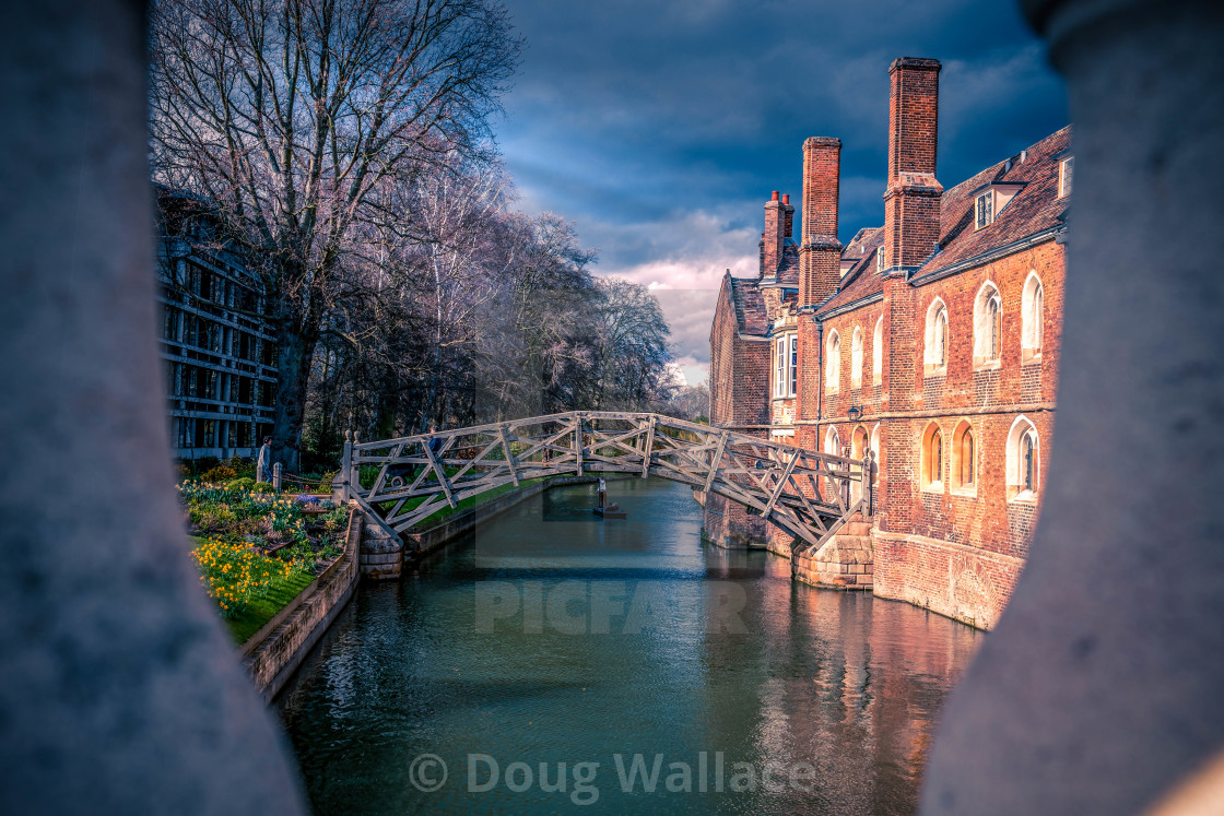 "Sunset, Mathematical Bridge, Cambridge UK." stock image