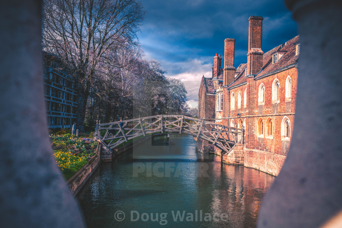 "Sunset, Mathematical Bridge, Cambridge UK." stock image