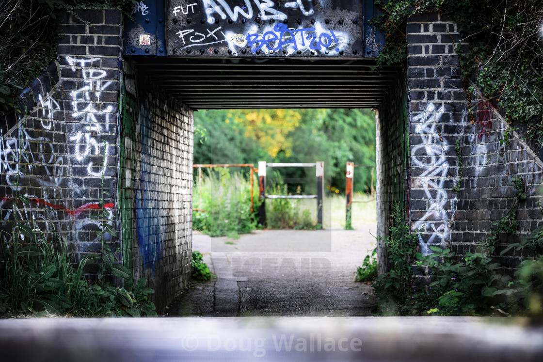 "Coldhams Common Graffiti Bridge, Cambridge UK." stock image