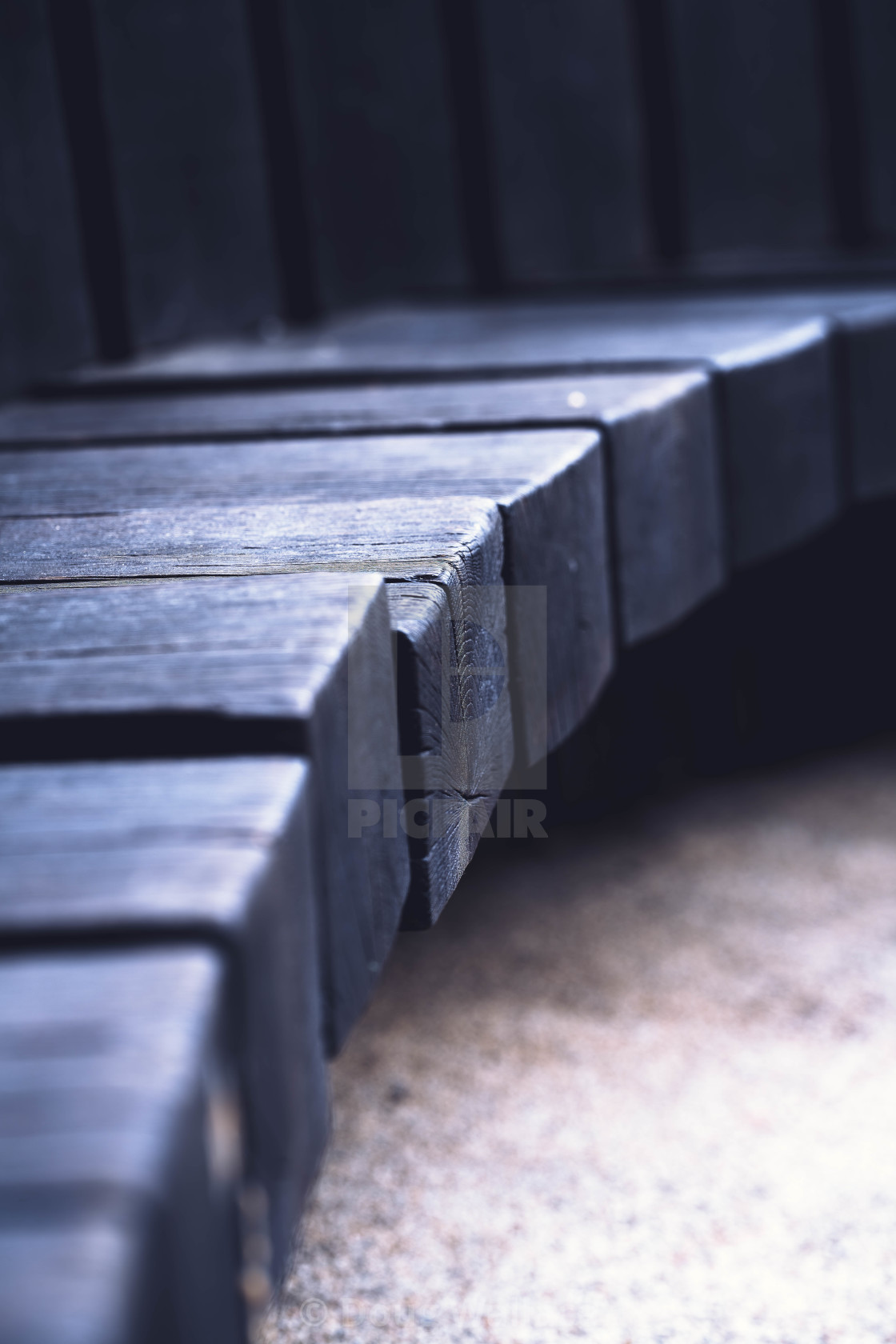 "Wooden Bench, Cambridge UK." stock image