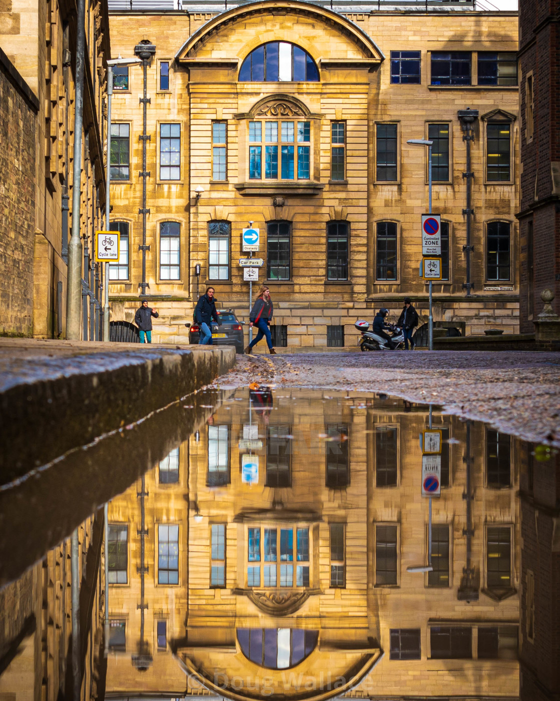 "Reflection of Department of Zoology, Cambridge University." stock image