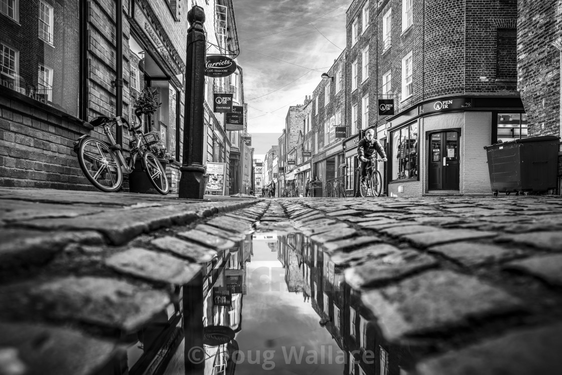 "Green Street, Cambridge UK. Black and White Refection." stock image