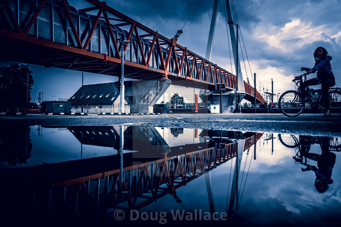 "Cycle Bridge next to Cambridge South Train Station." stock image