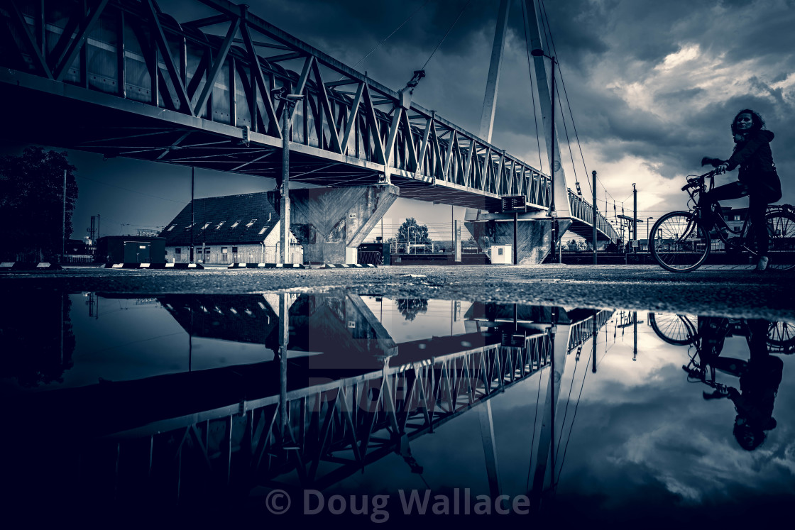 "Black and White Reflections from Cambridge South Train Station." stock image