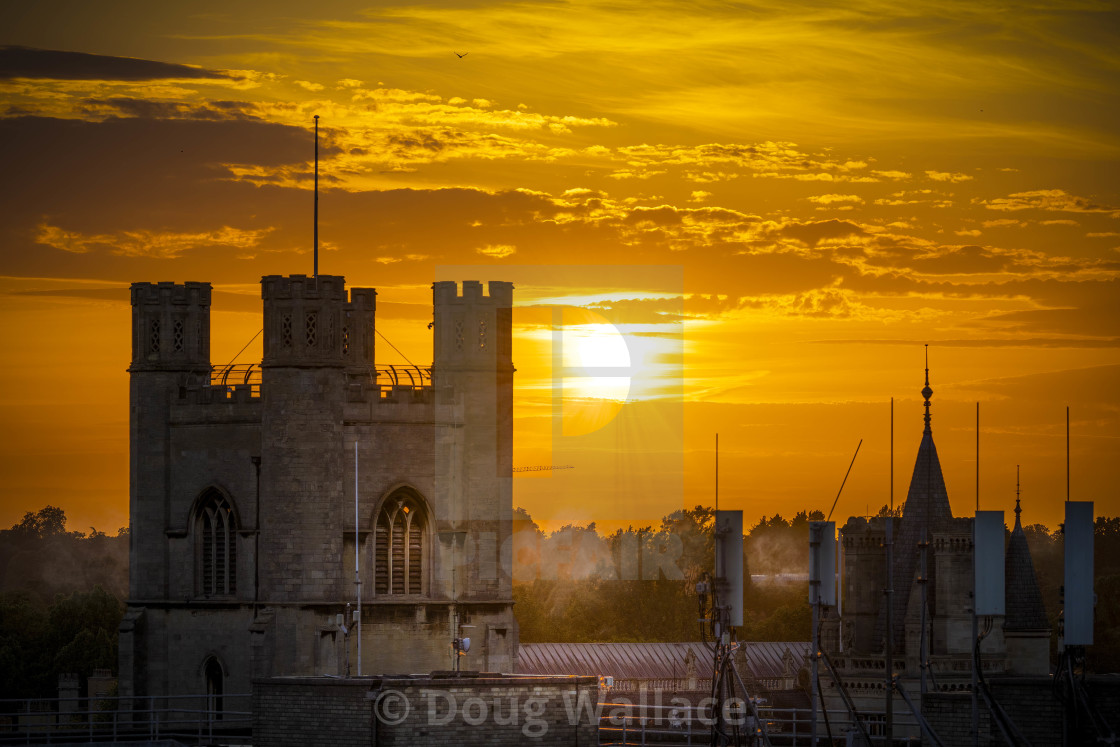 "Sunset on Great St Mary's Church, Cambridge UK." stock image