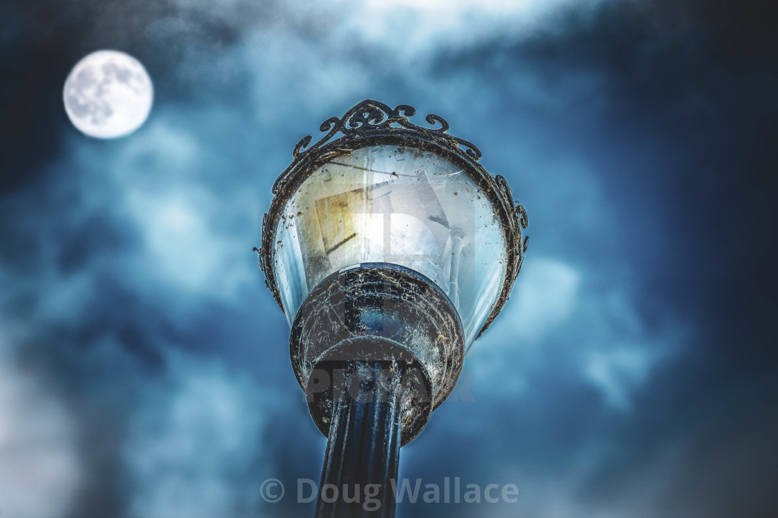 "Street Light and the Moon." stock image